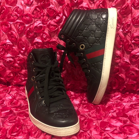 Men's High Top GG Guccissima Web Stripe Sneaker - Picture 2 of 8